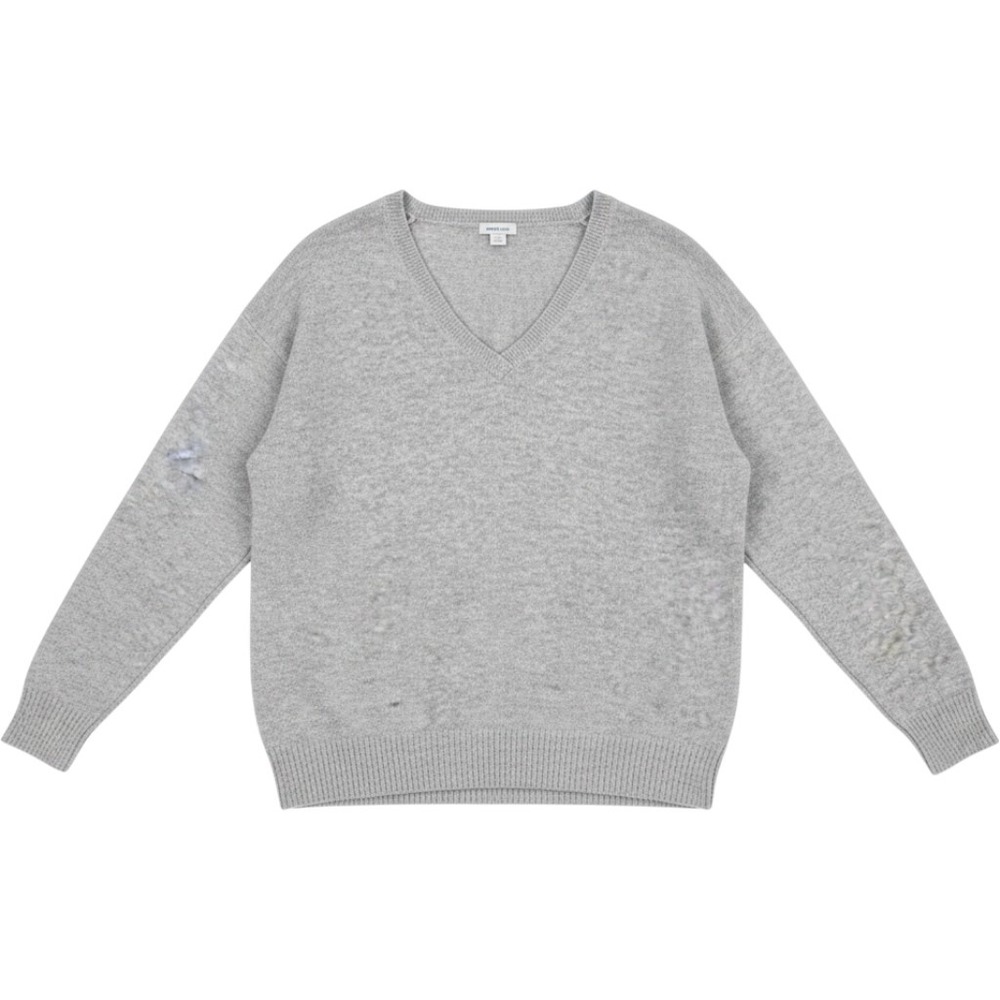 Sundance Womens Wool Blend Sweater Large Grey V-Neck Long Sleeve Relaxed Fit